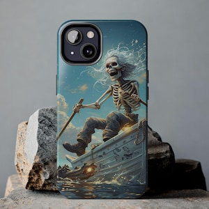 Pirate Phone Case Skeleton Fisherman Phone Cover Maritime Sailor Gift Nautical Theme Skull Bones Sea Adventure Theme Phone Protector