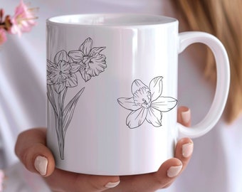 March Birth Flower Mug: Daffodil Floral Gift
