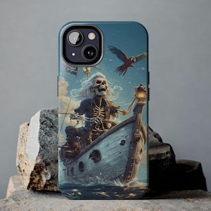 Pirate Phone Case Skeleton Fisherman Phone Cover Maritime Sailor Gift Nautical Theme Skull Bones Sea Adventure Theme Phone Protector