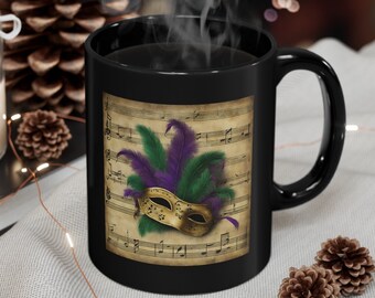 Mardi Gras Coffee Mug, New Orleans French Quarter Sheet Music