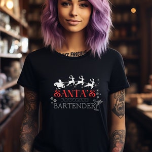 Santa&#39;s Favorite Bartender Shirt Perfect Holiday Gift for Mixology Lovers Fun Unique Christmas Gift Idea for Bartenders Christmas Cheers