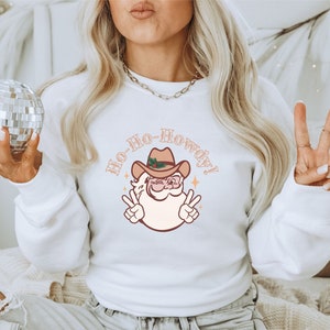 Western Christmas Sweatshirt Western Santa Sweatshirt Mistletoe Santa Country Santa Claus Shirt Christmas Sweatshirt Xmas Santa Sweater