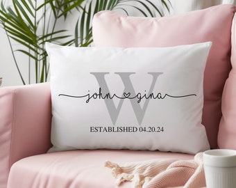 Personalized Wedding Pillow, Custom Couple Names & Date Anniversary Gift
