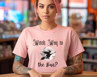 Halloween Drinking Shirt, Halloween Bartender Gift, Witch Way To The Bar Tee