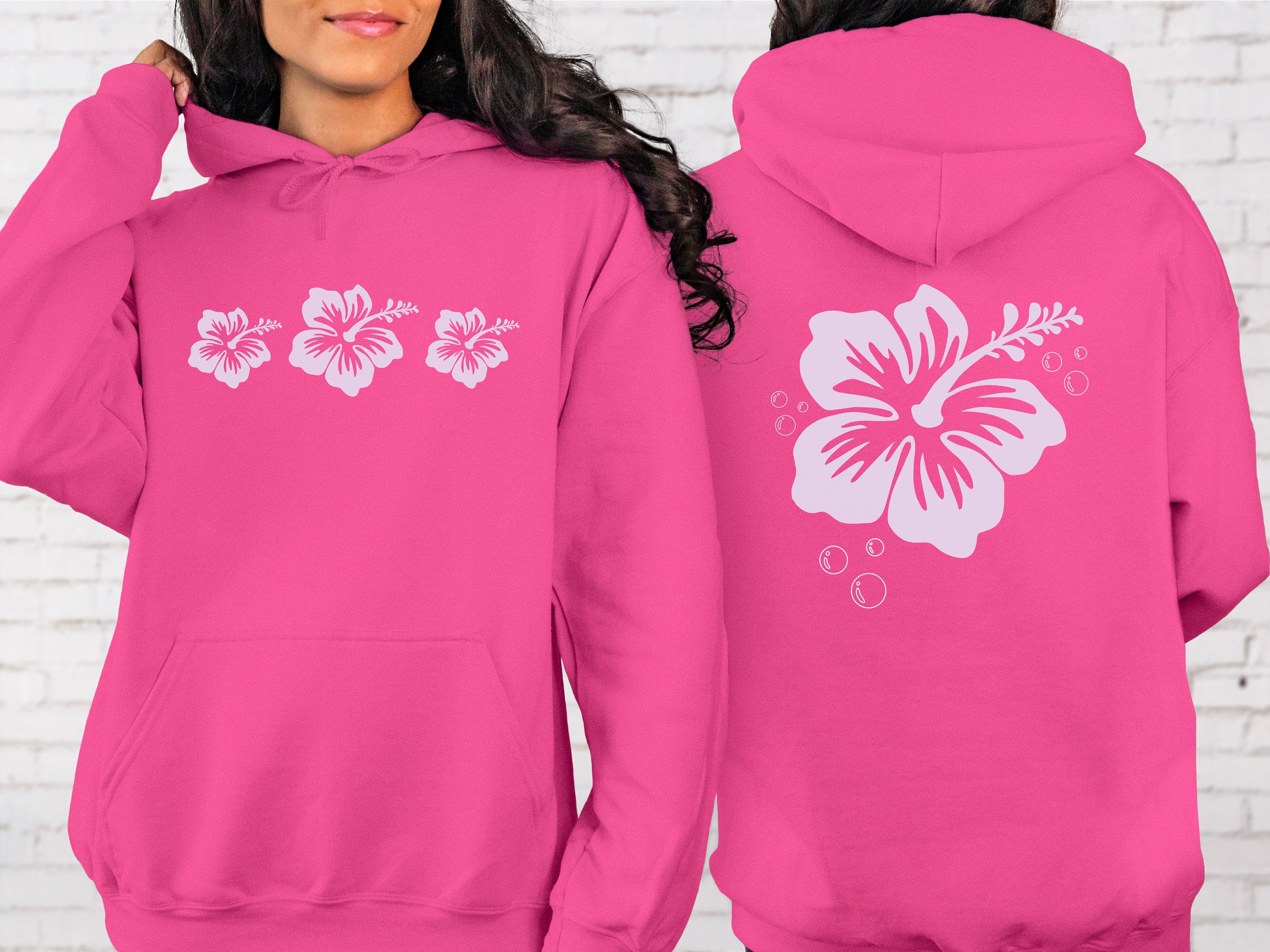 Hibiscus Flower Hoodie Hawaiian Flower Sweatshirt Surfer