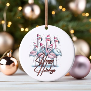 Tropical Christmas Tree Ornament Christmas Flamingos Gift Ornament Housewarming Gift Tree Ornament Flamingo Lover Gift Ornament