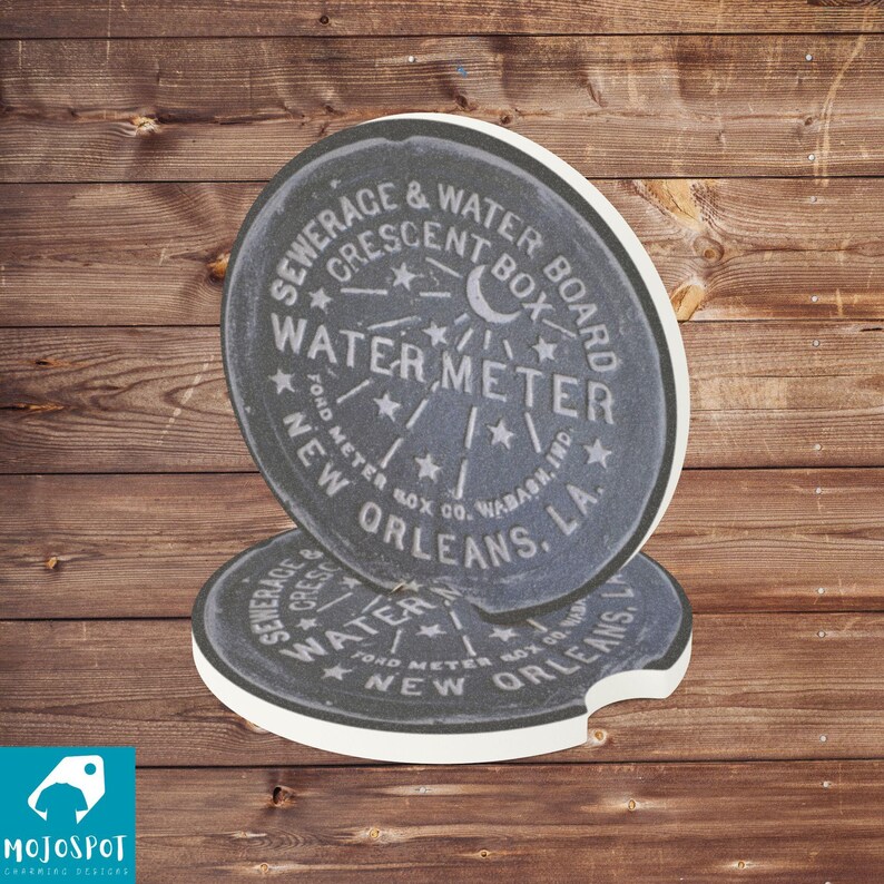 Sous-verres de voiture La Nouvelle-Orléans, Décoration de voiture pour couvercle de compteur d'eau, Dessous de verre en pierre ollaire absorbante, Décoration de véhicule 2pcs
