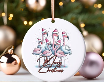 Flamingo Christmas Tree Ornament Christmas Flamingos Gift Ornament Housewarming Gift Tree Ornament Flamingo Lover Gift Ornament