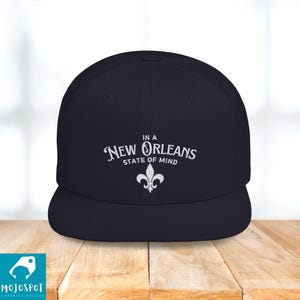 Embroidered New Orleans Flat Bill Hat: Fleur Di Lis NOLA Souvenir