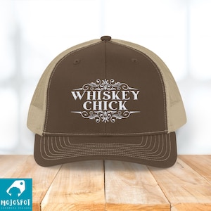 Whiskey Chick Trucker Hat: Embroidered Snapback Cap