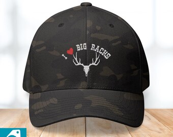 Camo Deer Rack Trucker Hat, Hunting Headwear, Antler Graphic Cap