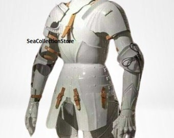 Medieval Knight Suit Of Armor Combat Full Body Armour Sca Larp Full White Armor Suit NM195 With Free Black Wooden Base Germany Gift