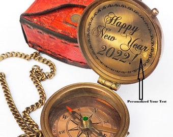 Nieuwjaar gegraveerd werkend messing kompas GEPERSONALISEERDE Groomsmen Compass Custom Compass Kerstcadeau jubileumcadeau Paargeschenken