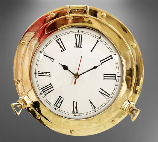 Antique Marine Brass Ship Porthole Clock 22.86 cm Nautical Wall Clock Home  Decor