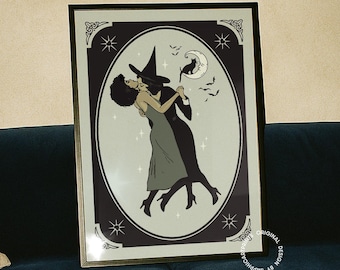 Sapphic Witch Art Print: Gothic Lesbian Couple Halloween Decor