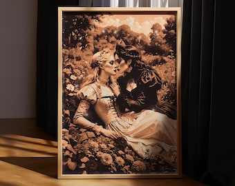 Gothic Gothic Queens Kiss Kunstdruck - Sapphic Halloween Decor