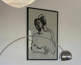 Gay Love Sweet Embrace - Abstract Linear LGBTQIA+ Art Print - Queer Home Decor