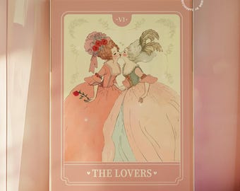 Sapphic Lovers Tarot Print: Queer Vintage Wall Art