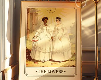 Sapphic Lovers Tarot Print: Vintage Lesbian Wall Decor