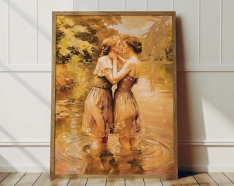 Victorian Lesbian Art Print: Sapphic Summer Love Poster