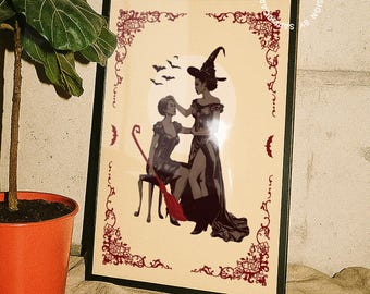 Sapphic Vampire Kunstdruck: Gothic Lesben Halloween Poster