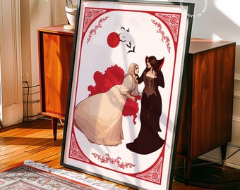 Lesbische Vampirin Kunstdruck: Gothic Sapphic Halloween Wanddeko