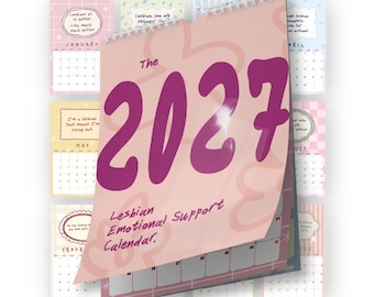 2027 Lesbian Emotional Support Wall Calendar - A3 Vertical, 12 Month LBGTQ+ Wall Hanging Planner