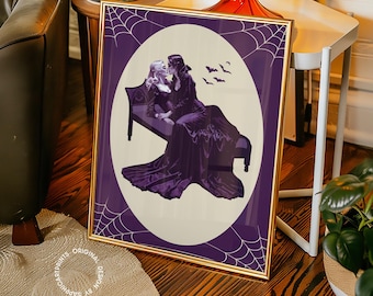 Sapphic Vampir Kuss Poster Kunstdruck: Gothic Lesben Halloween Dekor