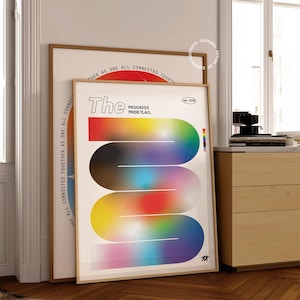Progress Pride Flag Retro Print: LGBTQIA+ Queer Art