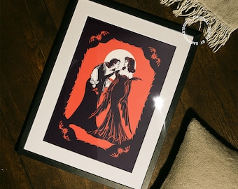 Lesbische Vampire Poster: Gothic Sapphic Love Halloween Wandbild