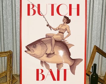 Impresión artística lésbica de Butch Bait: Tipografía Sappho, decoración del hogar queer