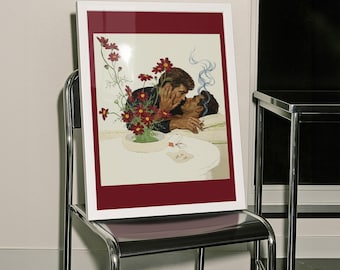 Gay Couple Men Vintage Sweet Romantic Love Retro LGBTQIA+ Art Print - Queer Home Decor