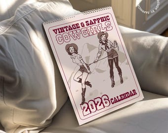 2026 Sapphic Cowgirls Calendar: A3 Wall Hanging Planner, Queer LGBTQ Art