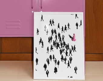 Pink Drag Queen Walking to Work Poster Print: Queer LGBTQIA+ Wall Art