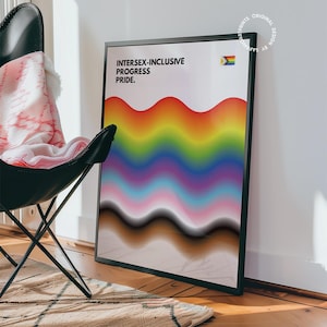 Intersex-Inclusive Progress Pride Flag Print: Retro LGBTQIA+ Wall Art