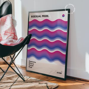 Bisexual Pride Art Print: Gradient Waves, Retro LGBTQIA+ Decor