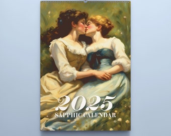 2025 Sapphic Calendar - 12 Month Wall Hanging Calendar, Lesbian A4 Calendar, Queer Planner 2025, LGBTQ Monthly Calendar, Lesbian Gift