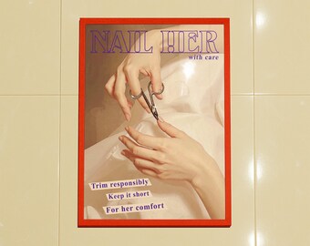 Nail Her Lesbian Vintage Fun Queer Text Print: LGBTQIA+ Sapphic Wall Art