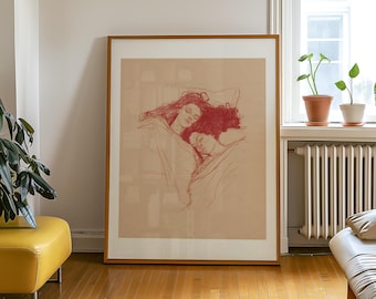 Sapphic Sweet Slumber Love Art Print: Romantic Lesbian Wlw Couple Poster