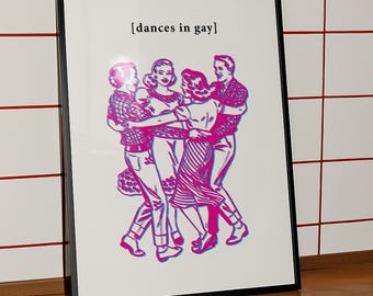 Danças em impressão de texto gay queer: arte de parede gay LGBTQIA+