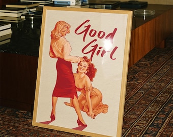 Retro Sapphic Wlw Art Print: Good Girl - Lesbian Home Decor