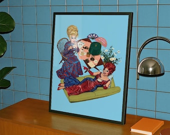 Drag Queens Spilling The Tea Vintage Poster Print: Queer LGBTQIA+ Wall Art