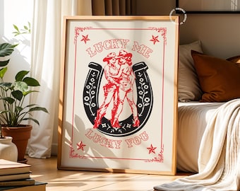 Stampa vintage di cowgirl lesbiche: poster artistico LGBTQIA+ saffico