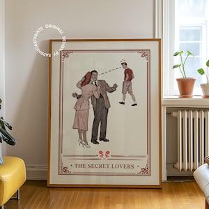 The Secret Gay Lovers Print - Gay Wall Art, Tarot Card Style Art, Queer Vintage Print, LGBTQIA+ Art, Secret Gay Lovers Poster, Queer Home