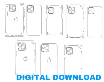 SVG Apple iPhone e Airpods All Bundle Skin Template - modello di taglio skin full wrap SVG, cricut Vector Cut File / EPS / Download digitale