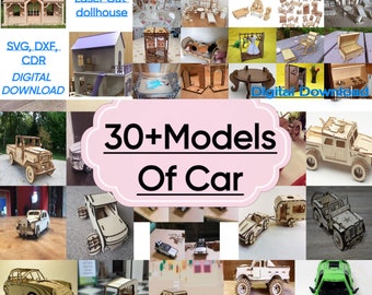 Bundle Of Laser Cut Dollhouse, Dollhouse Furniture And Cars, Combo Of  3 Bundles, Laser Cut Files |Svg Dxf Cdr | Digital Download