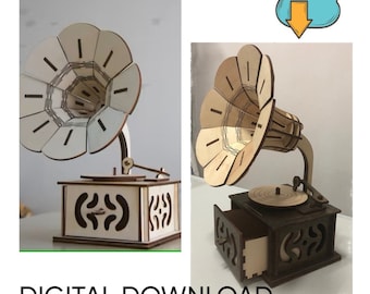 Laser geschnittenes Holzgrammophon 3D Modell | digitaler Download | CDR-Datei.