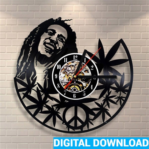 Laser Cut Bob Marley Wall Clock CDR file