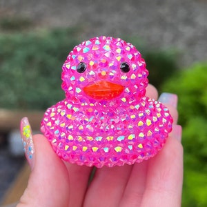 Hot Pink Rhinestone Gem Bling Rubber Ducks - Cruising Duck, Jeep Duck, Cheer Duck