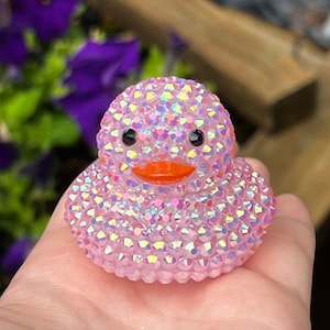 Light Pink Rhinestone Gem Bling Rubber Ducks - Cruising Duck, Jeep Duck, Cheer Duck